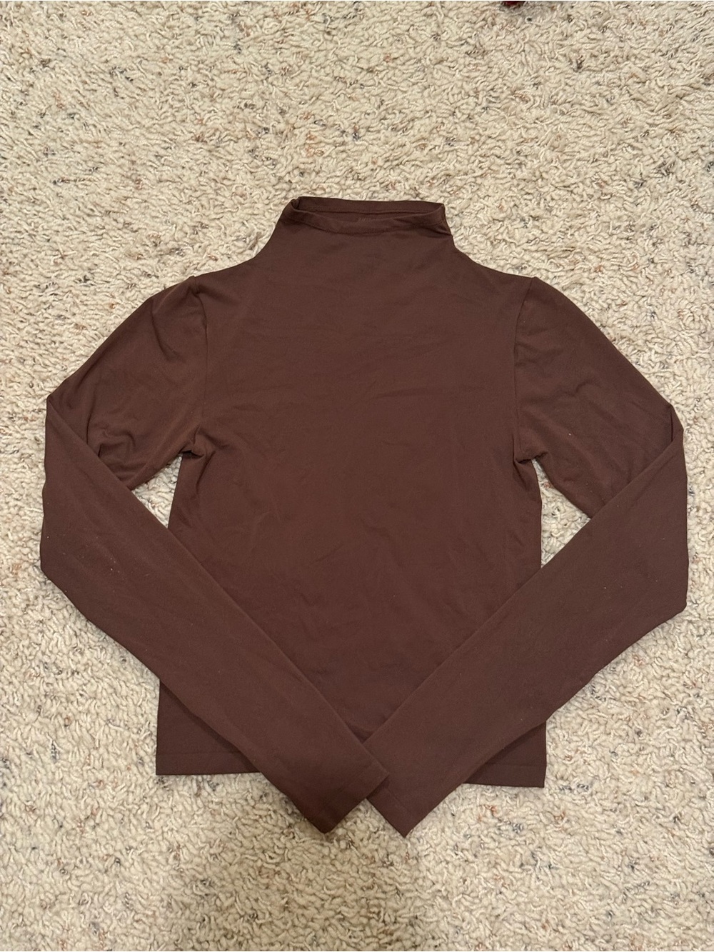 SKIMS Brown Turtleneck Long Sleeve Top